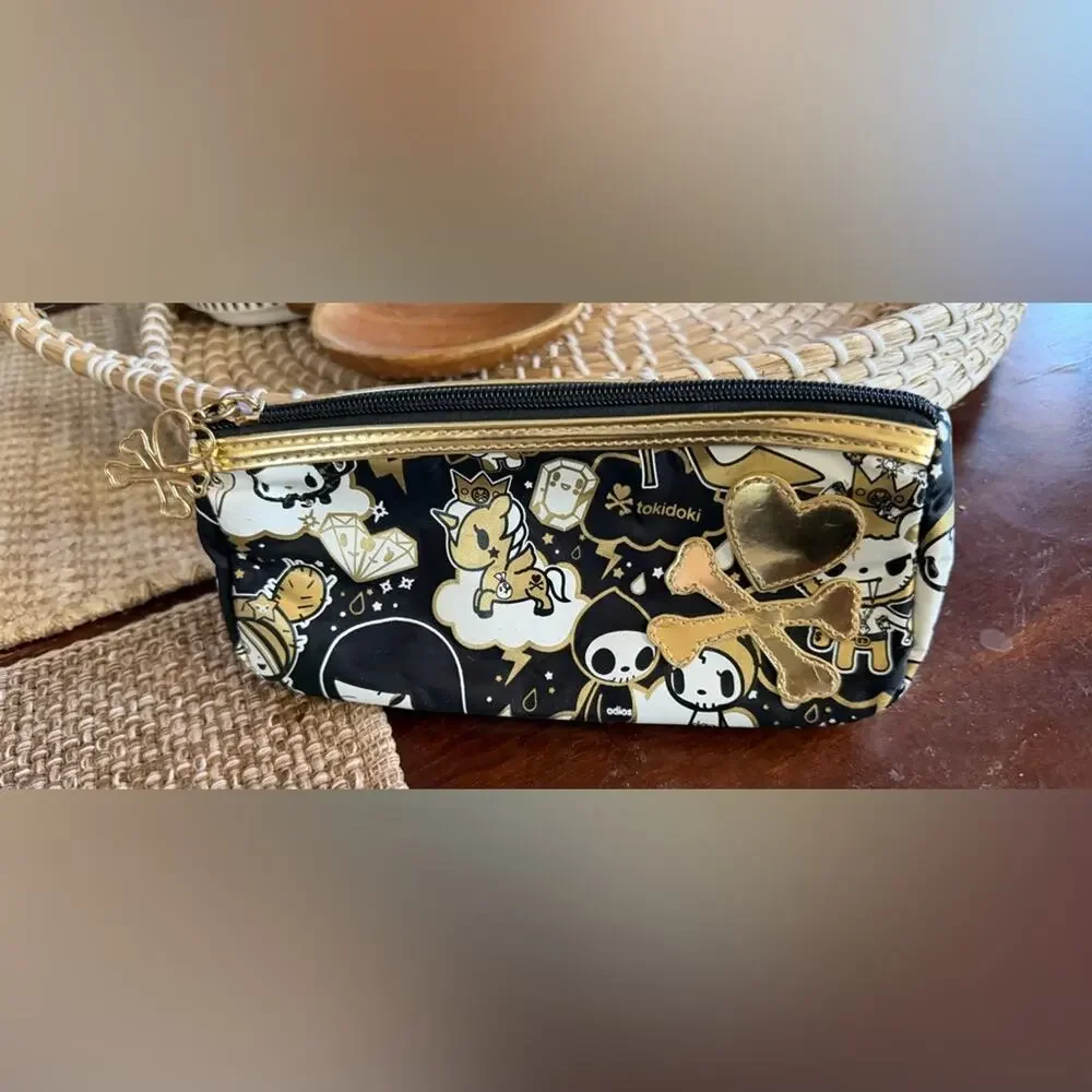 Tokidoki Black and Gold 24kt pouch